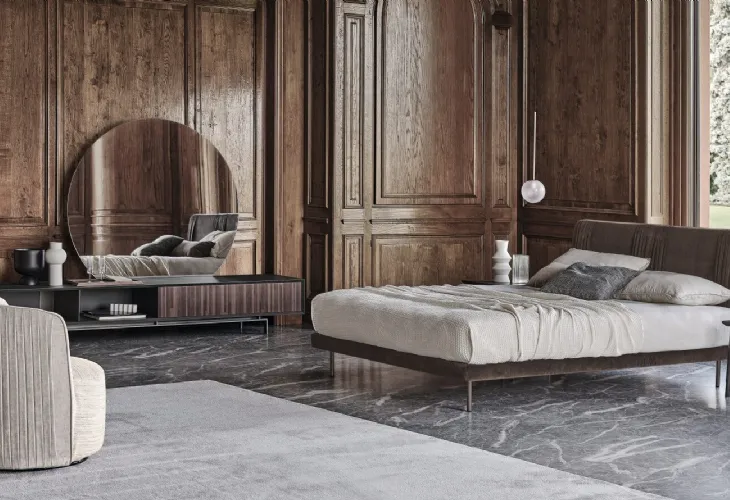 Letto in tessuto con testiera plissettata Chloè Luxury di Ditre Italia