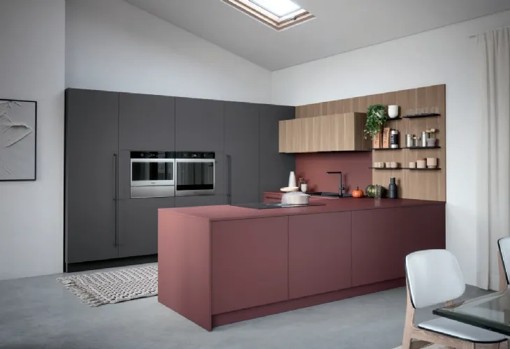 Cucina Moderna con penisola Colibrì Maniglia 02 di Forma Cucine