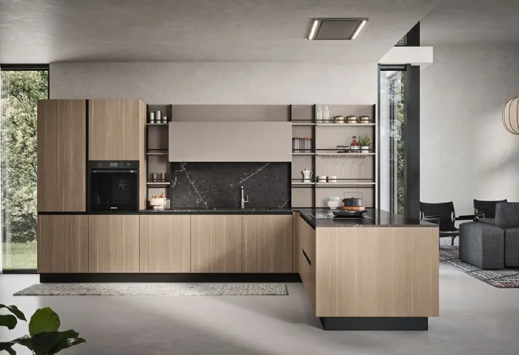 Cucina Moderna con penisola Colibrì Maniglia Presa 01di Forma Cucine